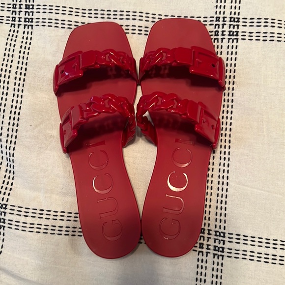 Gucci Shoes - Red Gucci Jelly Sandals